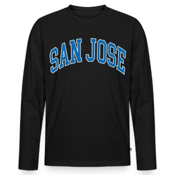 San José - T-shirt manches longues Premium bio Homme - noir - Devant - Nico (187cm)