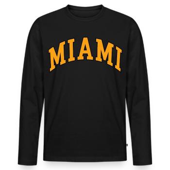 Miami - Men's Premium Organic Long Sleeve Shirt - black - Front - Nico (187cm)