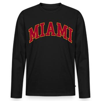 Miami - Men's Premium Organic Long Sleeve Shirt - black - Front - Nico (187cm)