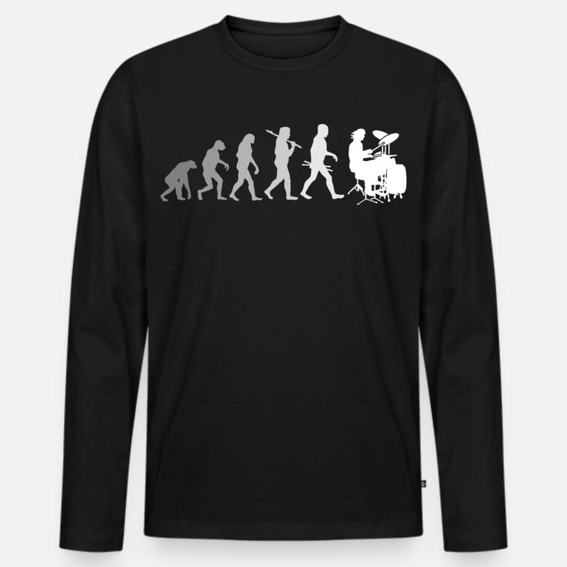 Evolution of Drums Drummer Shirt - Männer Premium Bio Langarmshirt - Schwarz