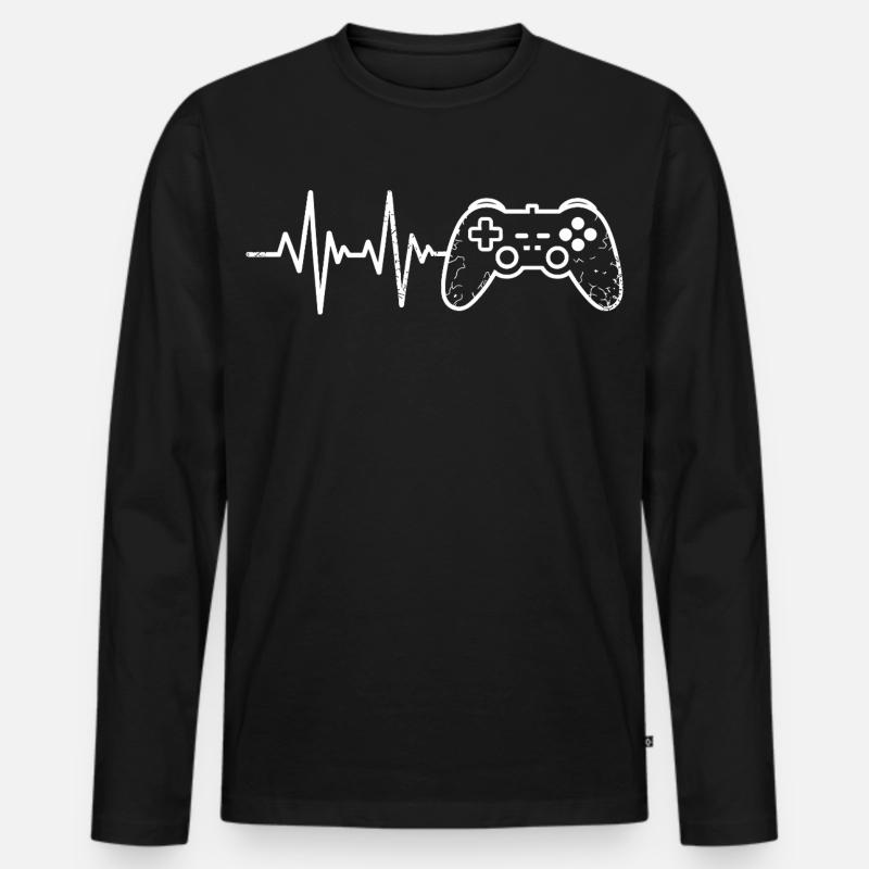 Gaming Pulse Controller Sketch - Men's Premium Organic Long Sleeve Shirt - black