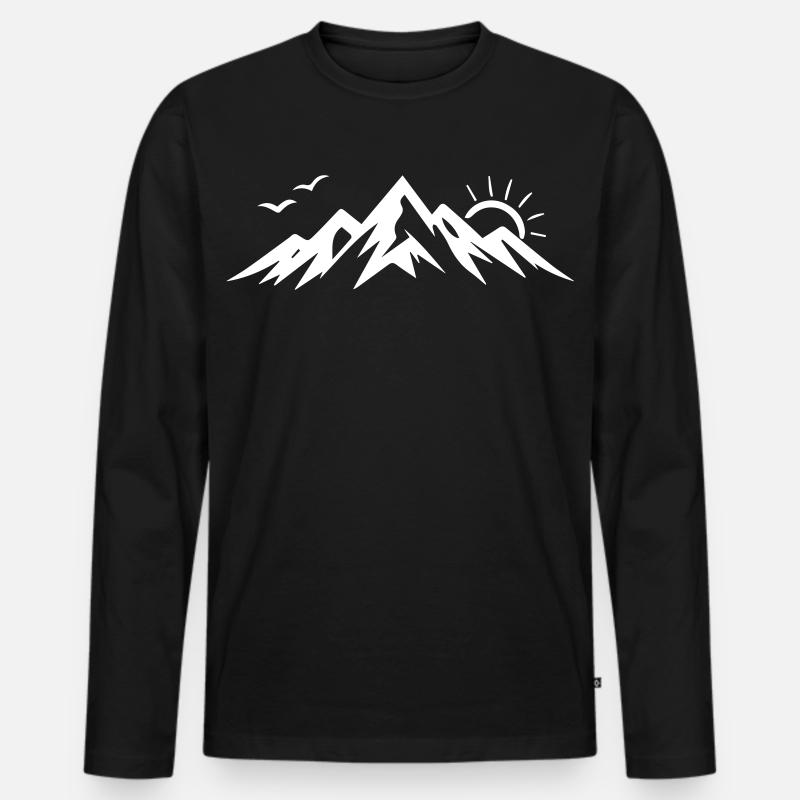 Berge - Männer Premium Bio Langarmshirt - Schwarz