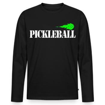 Pickleball - T-shirt manches longues Premium bio Homme - noir - Devant - Nico (187cm)