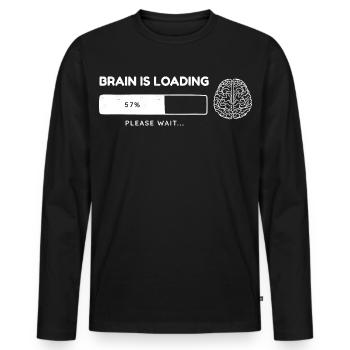 Gehirn ist beim Laden - Männer Premium Bio Langarmshirt - Schwarz - Vorne - Nico (187cm)