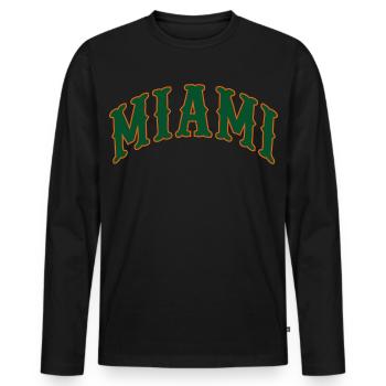 Miami - Men's Premium Organic Long Sleeve Shirt - black - Front - Nico (187cm)