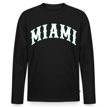 Miami - Men's Premium Organic Long Sleeve Shirt - black - Front - Nico (187cm)