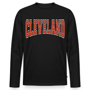 Cleveland - Men's Premium Organic Long Sleeve Shirt - black - Front - Nico (187cm)