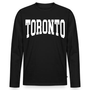 Toronto - Men's Premium Organic Long Sleeve Shirt - black - Front - Nico (187cm)