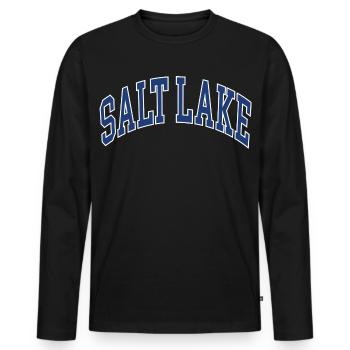 Salt Lake - Men's Premium Organic Long Sleeve Shirt - black - Front - Nico (187cm)