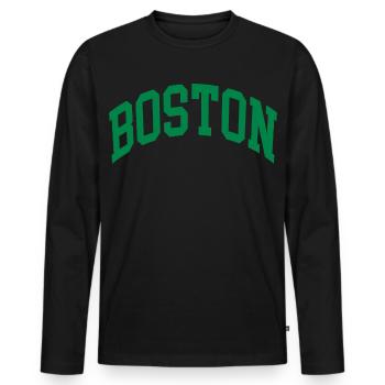 Boston - T-shirt manches longues Premium bio Homme - noir - Devant - Nico (187cm)