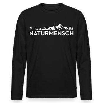 Nature Man Outdoor Camping Motif - Men's Premium Organic Long Sleeve Shirt - black - Front - Nico (187cm)