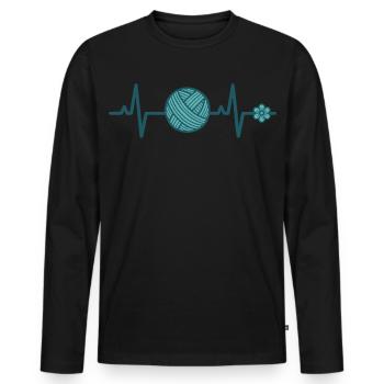Funny Crochet Lover Crochet Hook Yarn Lovers Love - Men's Premium Organic Long Sleeve Shirt - black - Front - Nico (187cm)