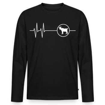 Heartbeat Goat Motif - Men's Premium Organic Long Sleeve Shirt - black - Front - Nico (187cm)