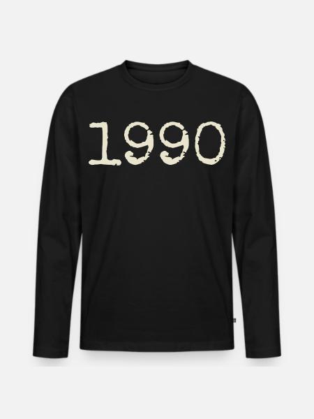 1990 Birthday Gift - Awesome since 1990 - Men's Premium Organic Long Sleeve Shirt - black