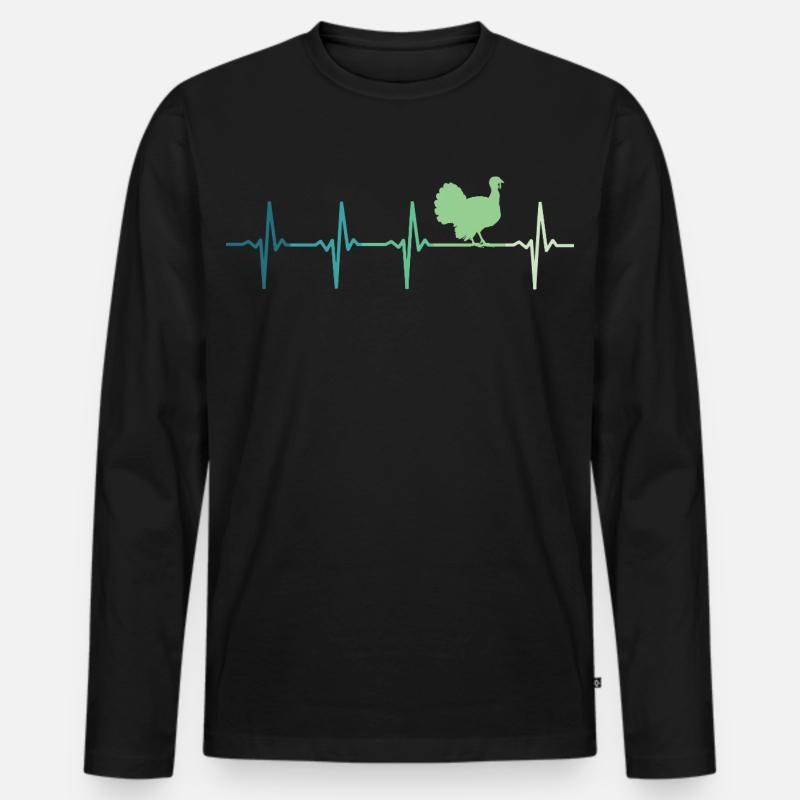 Truthahnherzschlag Truthahn - Männer Premium Bio Langarmshirt - Schwarz