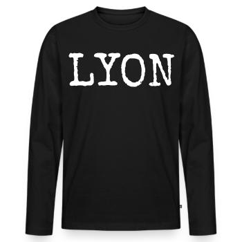 Lyon - Männer Premium Bio Langarmshirt - Schwarz - Vorne - Nico (187cm)
