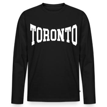Toronto - Men's Premium Organic Long Sleeve Shirt - black - Front - Nico (187cm)