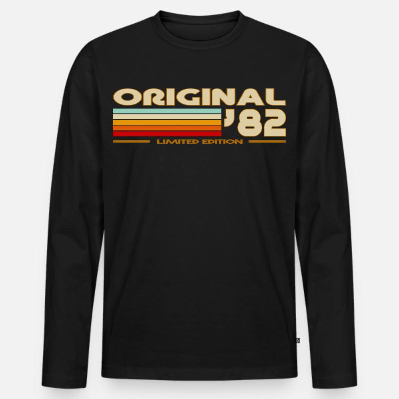 1982 - Männer Premium Bio Langarmshirt - Schwarz