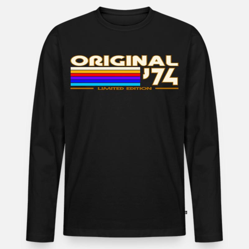 1974 - Männer Premium Bio Langarmshirt - Schwarz
