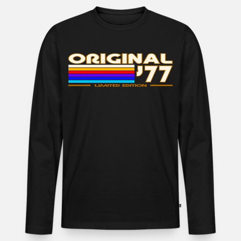 Originaler 77er Rainbow Retro - Männer Premium Bio Langarmshirt - Schwarz