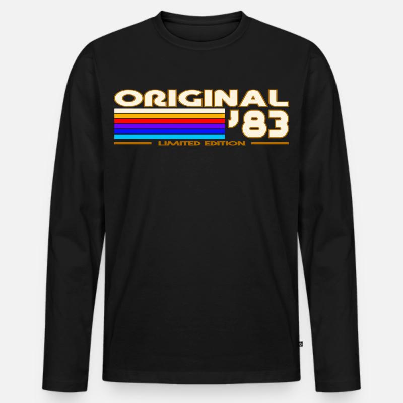 Originales 83 Rainbow Retro-Logo - Männer Premium Bio Langarmshirt - Schwarz