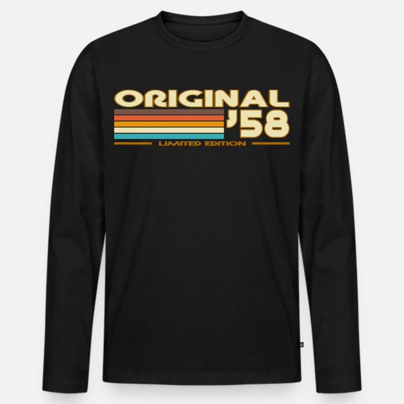 Original 58 Retro Rainbow - Männer Premium Bio Langarmshirt - Schwarz