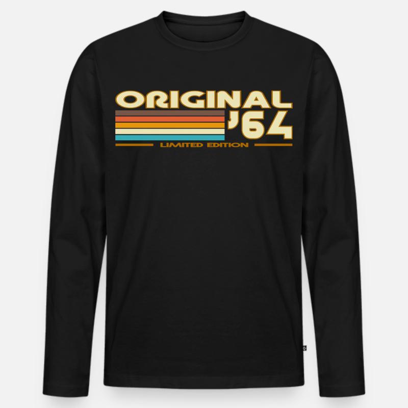 Originales 64 Retro Rainbow - Männer Premium Bio Langarmshirt - Schwarz