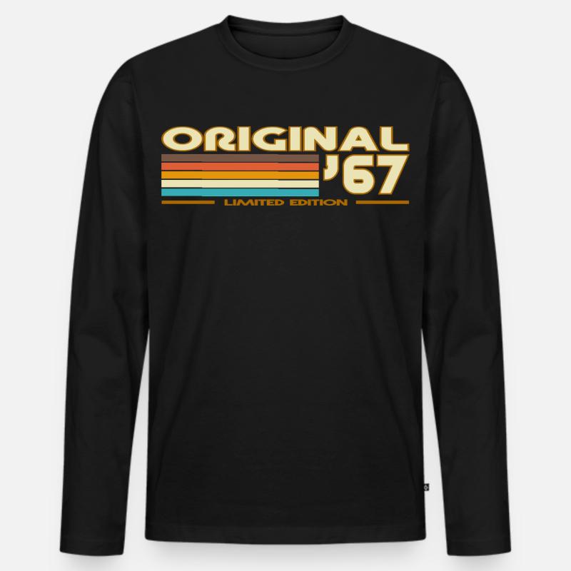 Original 67 Retro Rainbow - Männer Premium Bio Langarmshirt - Schwarz