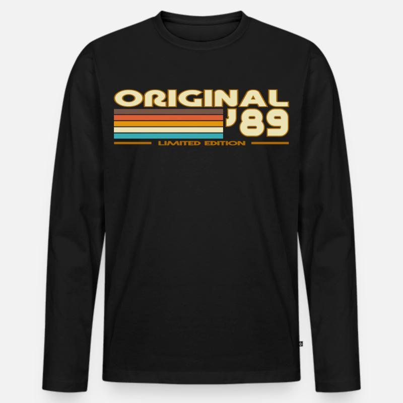 1989 - Männer Premium Bio Langarmshirt - Schwarz