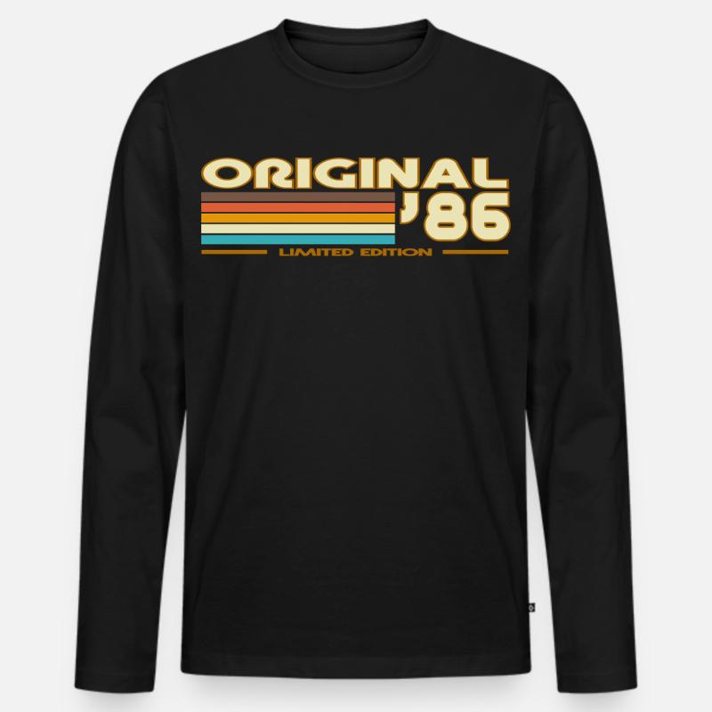 Original 86 Retro Rainbow - Männer Premium Bio Langarmshirt - Schwarz