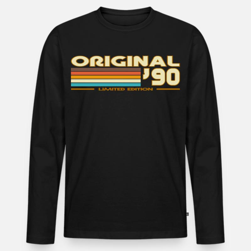 1990 - Männer Premium Bio Langarmshirt - Schwarz