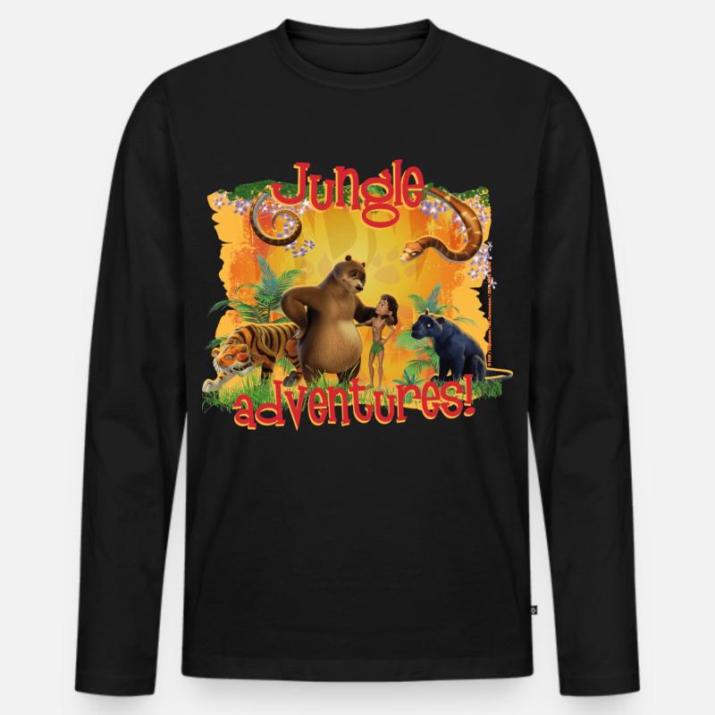 Das Dschungelbuch Dschungel Abenteuer - Männer Premium Bio Langarmshirt - Schwarz