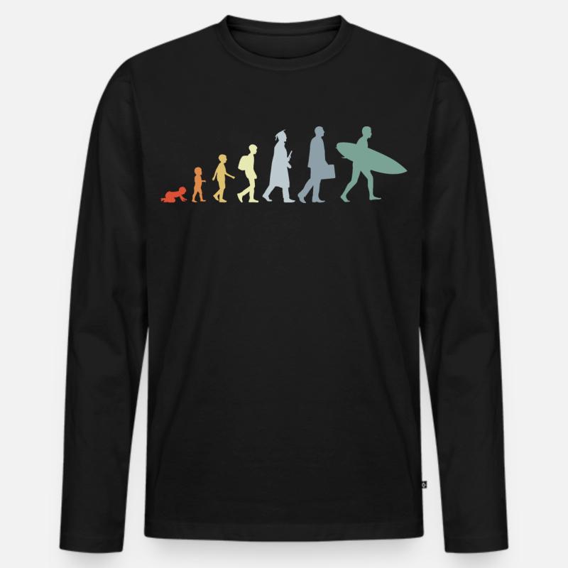 Kind zum Surfer Evolution - Männer Premium Bio Langarmshirt - Schwarz