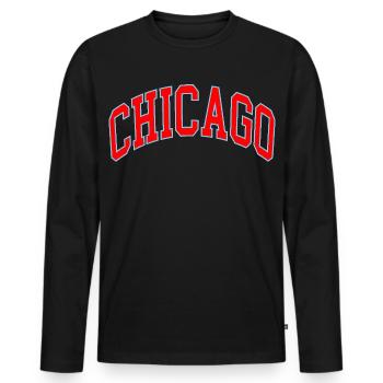 Chicago - Men's Premium Organic Long Sleeve Shirt - black - Front - Nico (187cm)