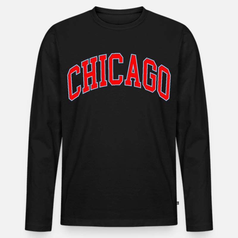 Chicago - Männer Premium Bio Langarmshirt - Schwarz