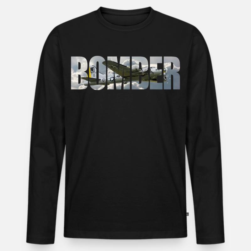 Bomber B-17 Flying Fortress - Männer Premium Bio Langarmshirt - Schwarz