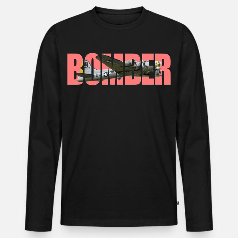 Bomber B-17 Flying Fortress - Männer Premium Bio Langarmshirt - Schwarz
