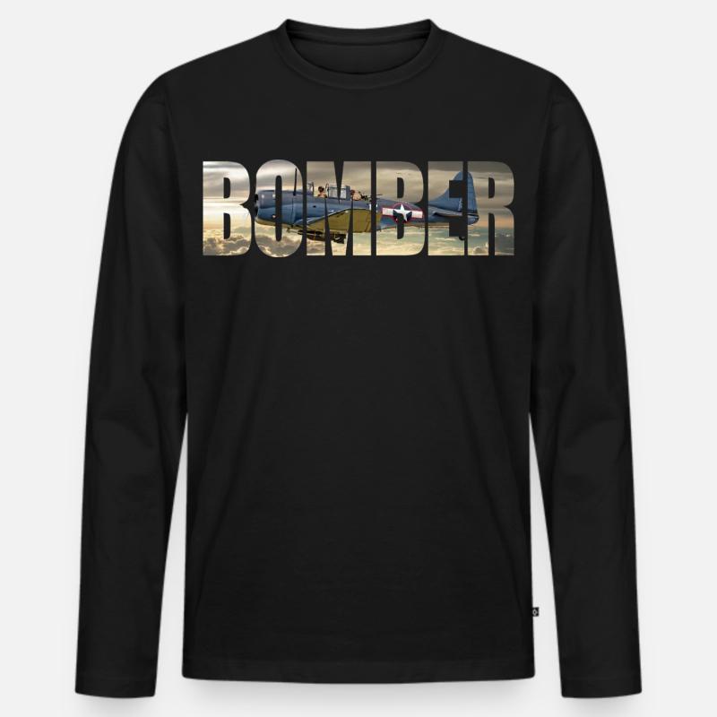 Bomber SBD Dauntless - Männer Premium Bio Langarmshirt - Schwarz