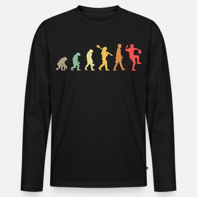 Baseball Evolution - Männer Premium Bio Langarmshirt - Schwarz