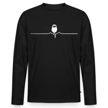 Eule Herzlinie - Männer Premium Bio Langarmshirt - Schwarz - Vorne - Nico (187cm)