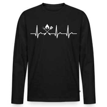 ECG curve - heart curve - grilling - grilling utensils - Men's Premium Organic Long Sleeve Shirt - black - Front - Nico (187cm)