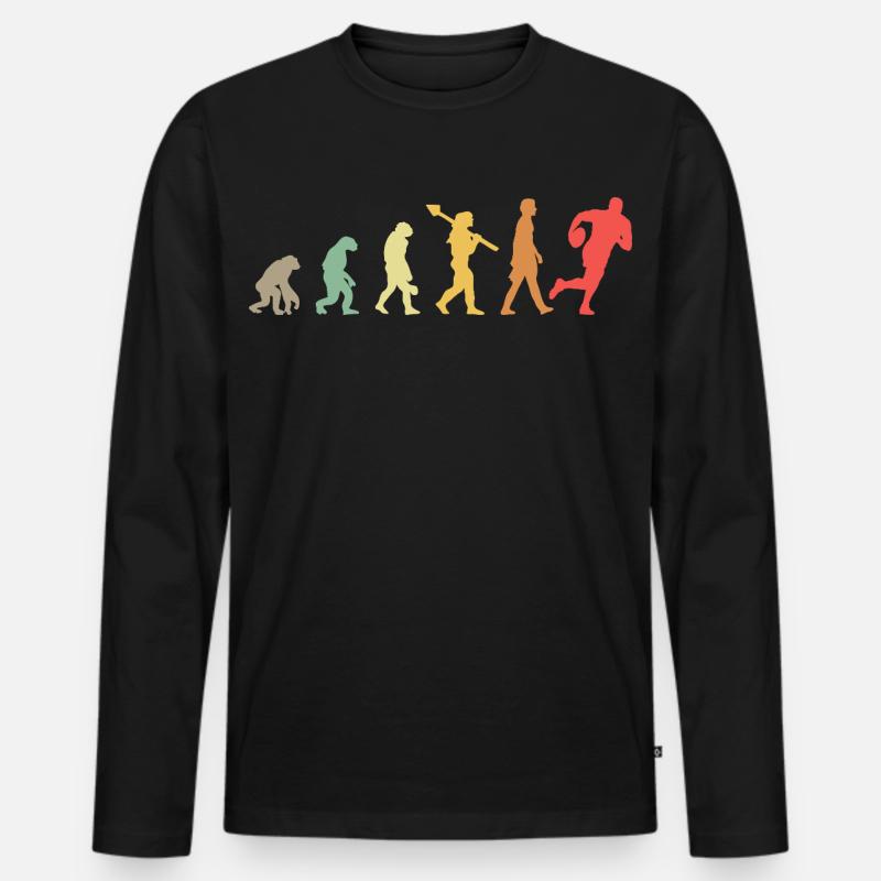 Evolution Rugby Spieler Rugby Entwicklung Retro - Männer Premium Bio Langarmshirt - Schwarz