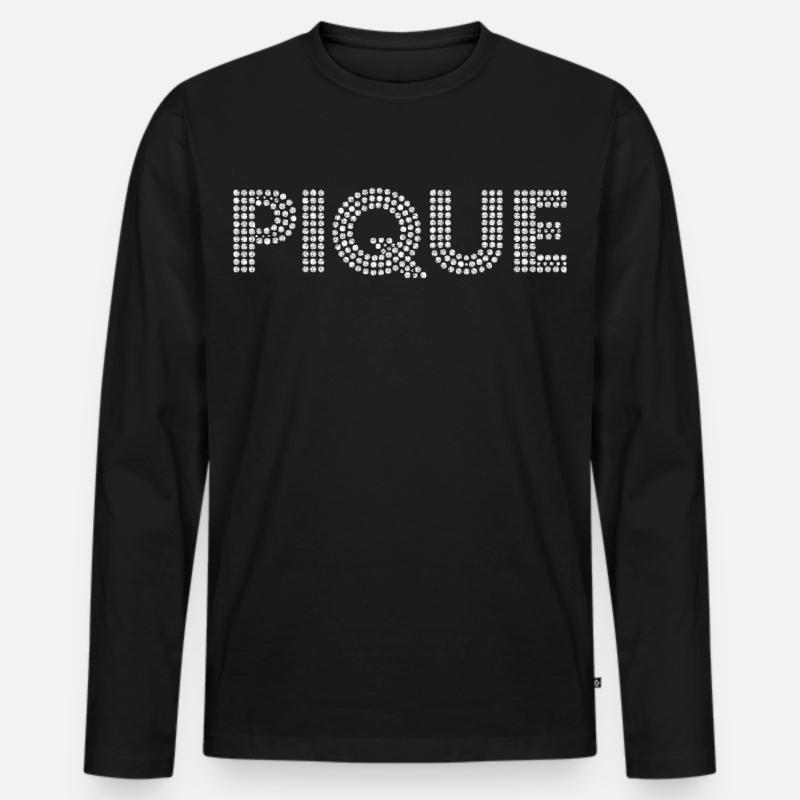 Punkt-Piqué Schriftzug - Männer Premium Bio Langarmshirt - Schwarz