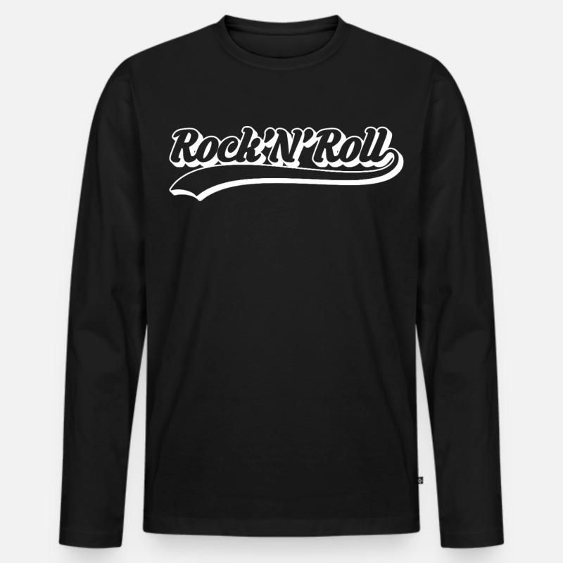 Rock 'N' Roll Retro Script - Men's Premium Organic Long Sleeve Shirt - black