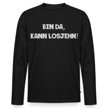 Bin da, kann losgehen - Männer Premium Bio Langarmshirt - Schwarz - Vorne - Nico (187cm)