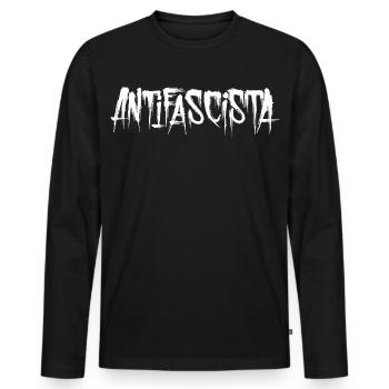 Lettrage antifasciste Graffiti Antifascisme - T-shirt manches longues Premium bio Homme - noir - Devant - Nico (187cm)