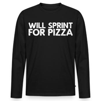 Will Sprinter pour la pizza - T-shirt manches longues Premium bio Homme - noir - Devant - Nico (187cm)