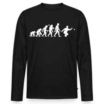 Graphique d’évolution des joueurs de bocce et de pétanque - T-shirt manches longues Premium bio Homme - noir - Devant - Nico (187cm)