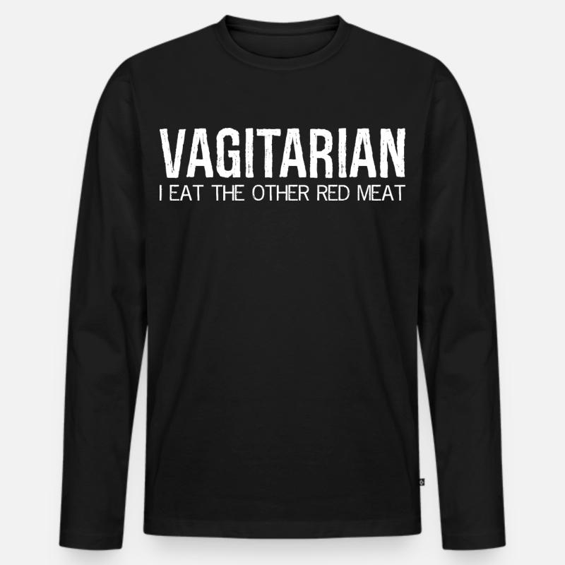 vegetarisch esse ich das andere rote Fleisch - Männer Premium Bio Langarmshirt - Schwarz