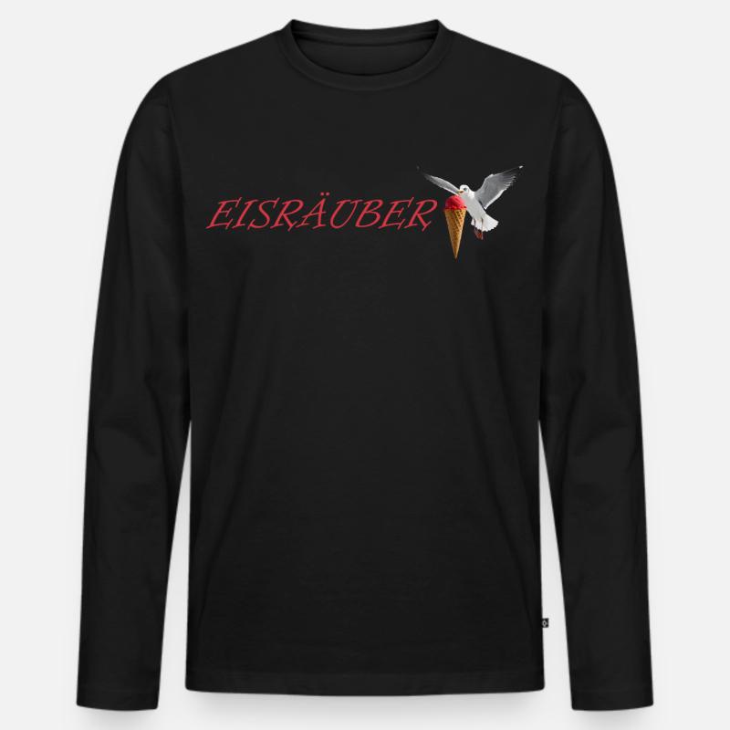 Eisräuber Design mit fliegender Möwe - Männer Premium Bio Langarmshirt - Schwarz